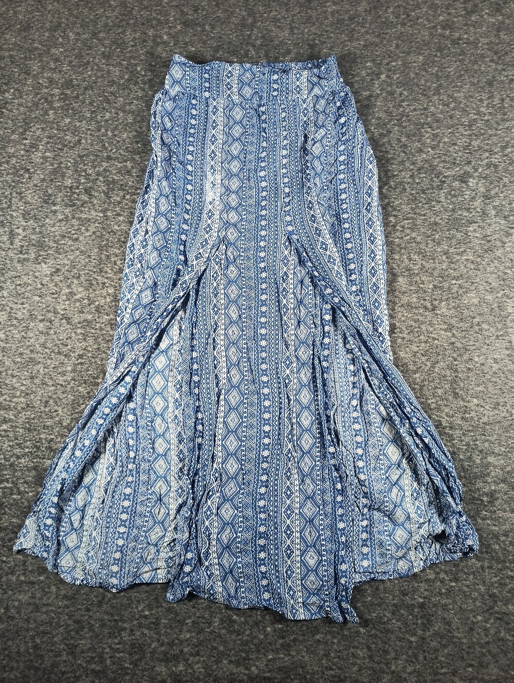 Blue deep slit maxi skirt or coverup, women's small